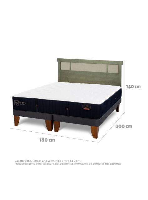 Cama Europea Premium King + Respaldo Dublín Olivo-1