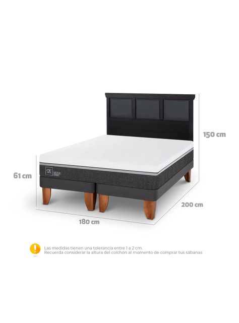 Cama Europea Ortopedic Advance King + Respaldo Torino Negro-1