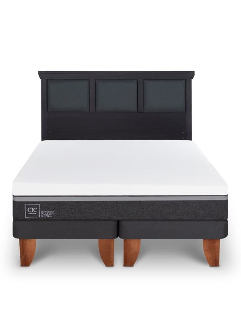 Cama Europea Ortopedic Advance King + Respaldo Torino Negro-2