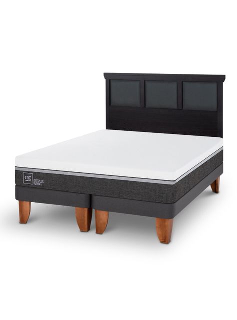 Cama Europea Ortopedic Advance King + Respaldo Torino Negro-0