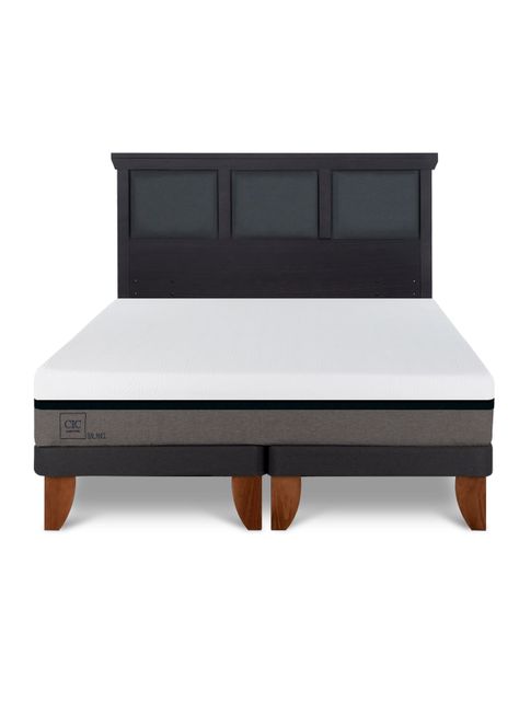 Cama Europea Balance 2 Plazas Base Dividida + Respaldo Torino Negro-2