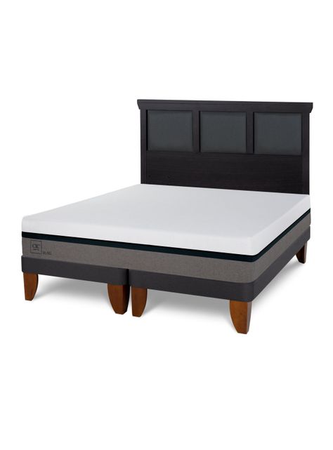 Cama Europea Balance 2 Plazas Base Dividida + Respaldo Torino Negro-0