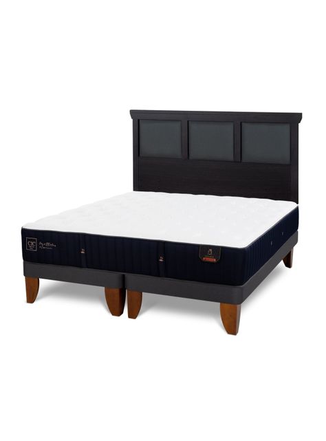 Cama Europea Premium 2 Plazas Base Dividida + Respaldo Torino Negro-0
