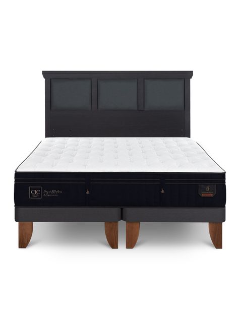 Cama Europea Súper Premium King + Respaldo Torino Negro-2