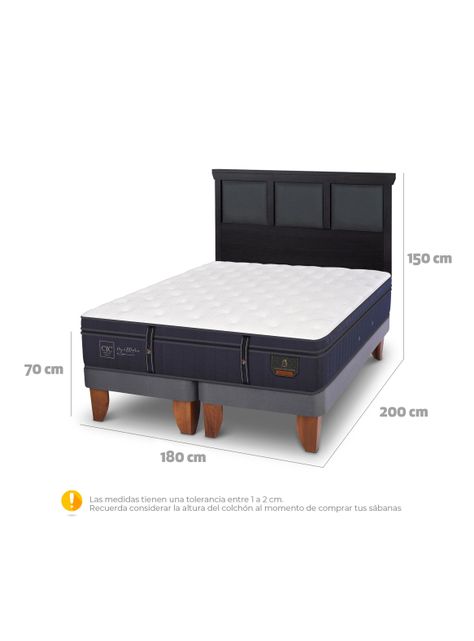 Cama Europea Grand Premium King + Respaldo Torino Negro-1