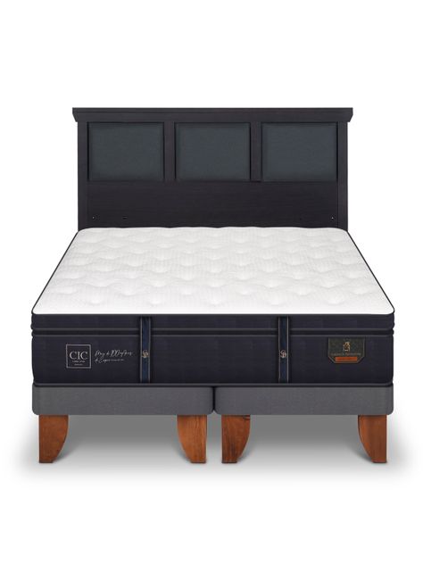 Cama Europea Grand Premium King + Respaldo Torino Negro-2