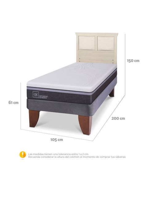 Cama Europea Ortopedic Advance 1.5 Plazas + Respaldo Torino Alpino-1