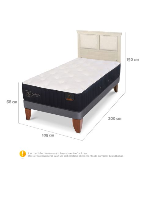 Cama Europea Premium 1.5 Plazas + Respaldo Torino Alpino-1