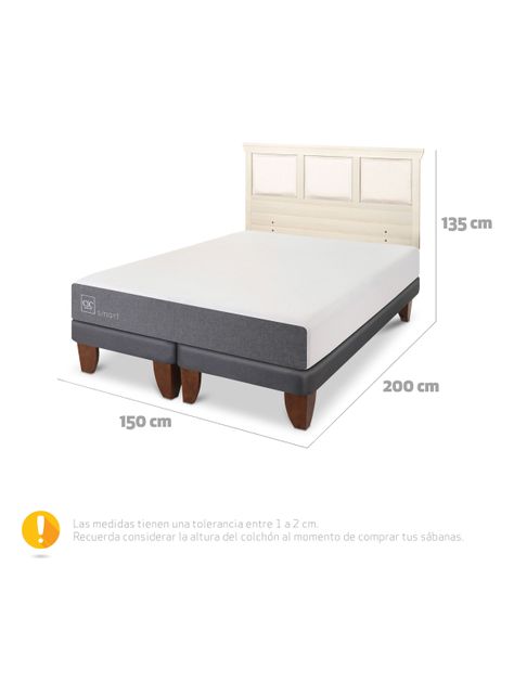 Cama Europea Smart 2 PlazasBase Dividida + Respaldo Torinoino Alpino-1