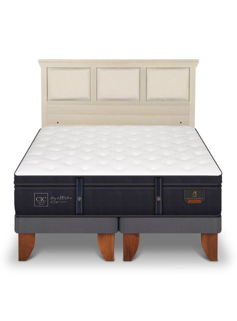 Cama Europea Grand Premium 2 Plazas Base Dividida + Respaldo Torino Alpino-2