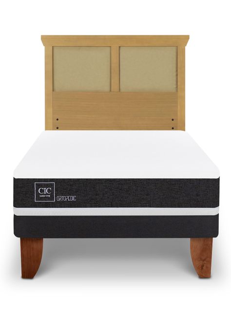 Cama Europea Ortopedic 1.5 Plazas + Respaldo Torino Mostaza-2