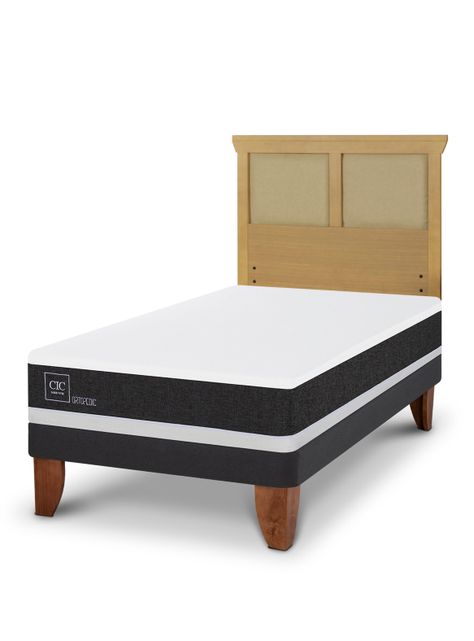 Cama Europea Ortopedic 1.5 Plazas + Respaldo Torino Mostaza-0