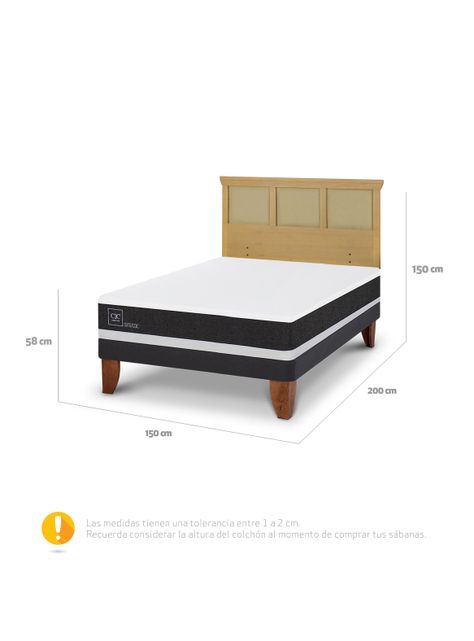 Cama Europea Ortopedic 2 Plazas + Respaldo Torino Mostaza-2
