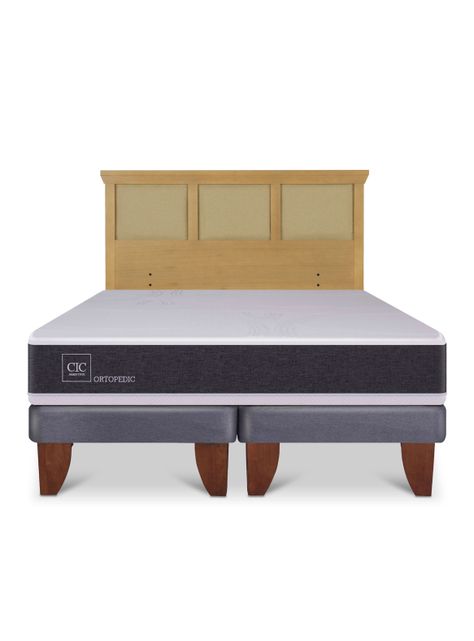 Cama Europea Ortopedic King + Respaldo Torino Mostaza-2