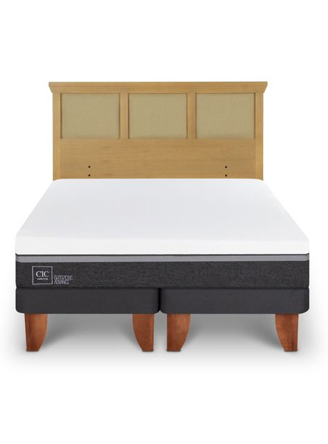 Cama Europea Ortopedic Advance King + Respaldo Torino Mostaza-2