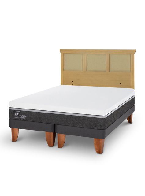 Cama Europea Ortopedic Advance King + Respaldo Torino Mostaza-0