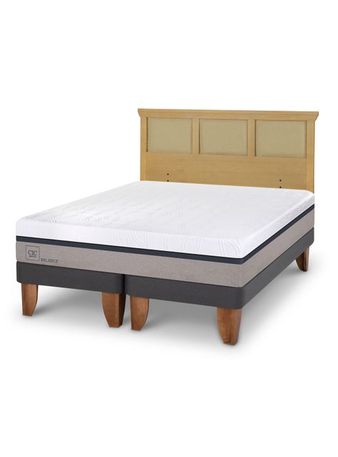 Cama Europea Balance King + Respaldo Torino Mostaza-0