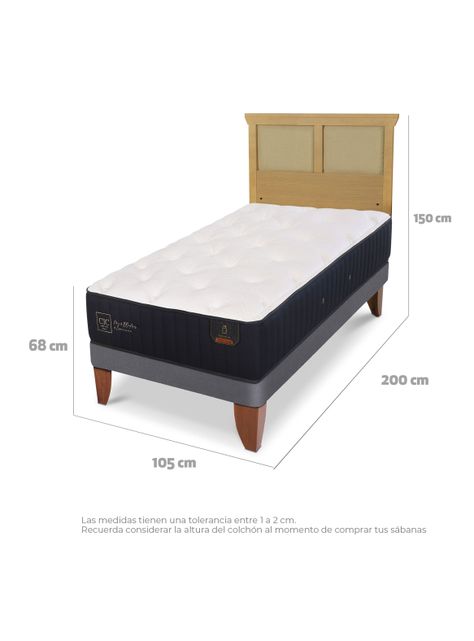 Cama Europea Premium 1.5 Plazas + Respaldo Torino Mostaza-1