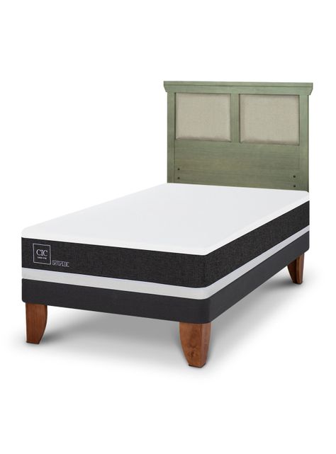 Cama Europea Ortopedic 1.5 Plazas + Respaldo Torino Olivo-0