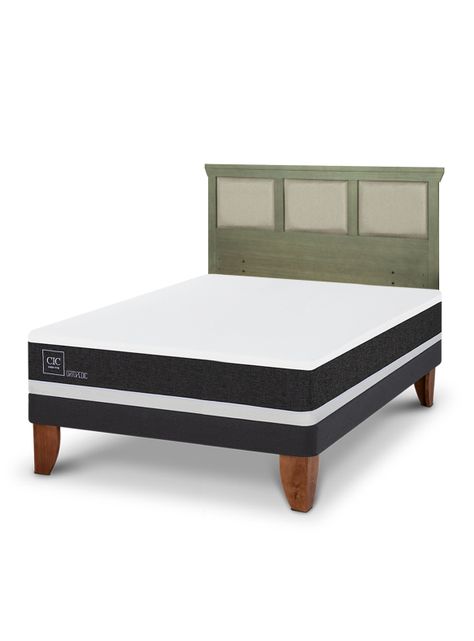 Cama Europea Ortopedic 2 Plazas + Respaldo Torino Olivo-0