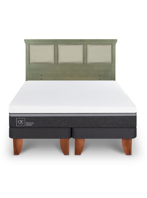Cama Europea Ortopedic Advance King + Respaldo Torino Olivo-2