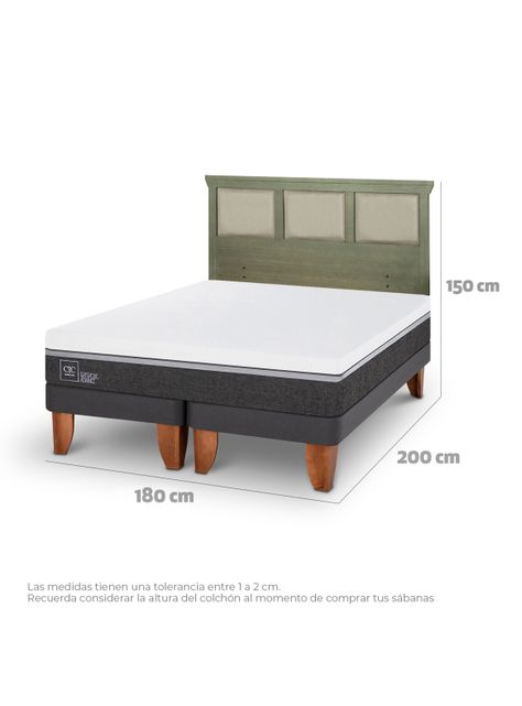 Cama Europea Ortopedic Advance King + Respaldo Torino Olivo-1