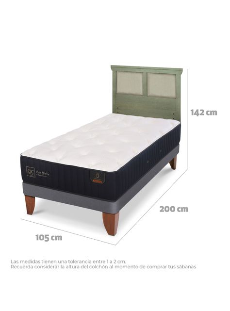 Cama Europea Premium 1.5 Plazas + Respaldo Torio Olivo-1