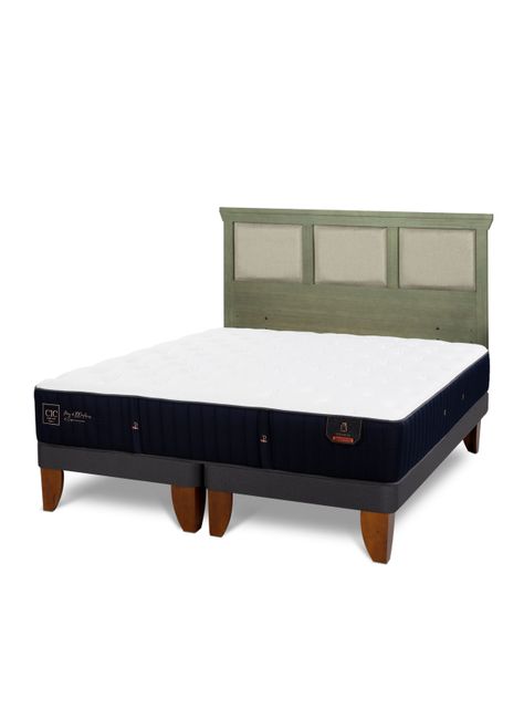 Cama Europea Premium 2 Plazas Base Dividida + Respaldo Torino Olivo-0