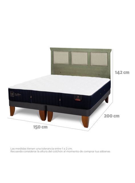 Cama Europea Premium 2 Plazas Base Dividida + Respaldo Torino Olivo-1