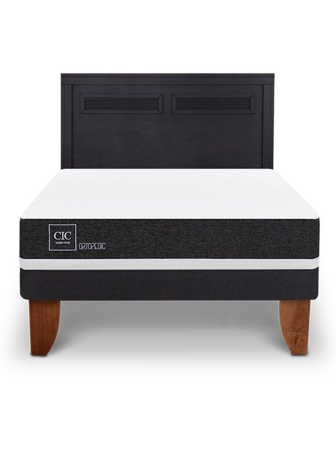 Cama Europea Ortopedic 2 Plazas + Respaldo Milán Negro-2