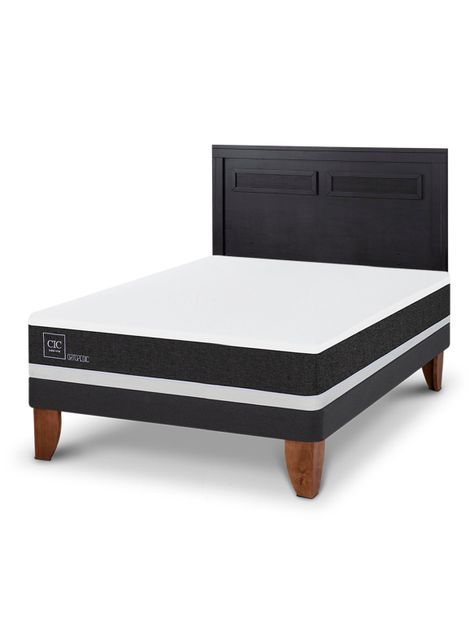 Cama Europea Ortopedic 2 Plazas + Respaldo Milán Negro-0