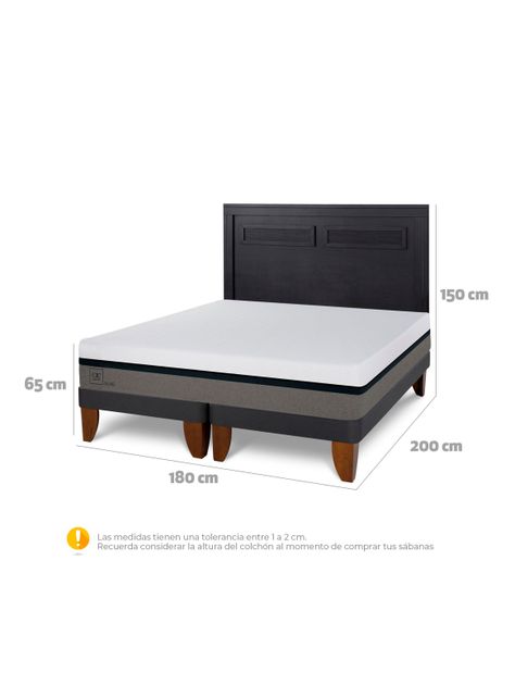 Cama Europea Balance King + Respaldo Milán Negro-1