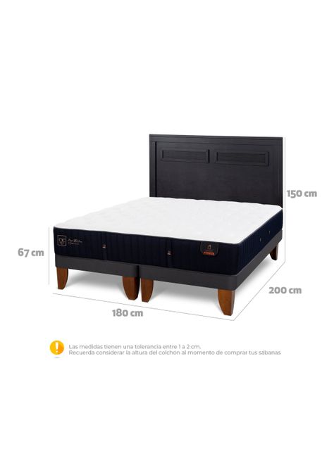 Cama Europea Premium King + Respaldo Milán Negro-1