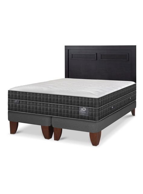 Cama Europea Lux 2 Plazas Base Dividida + Respaldo Milán Negro-0