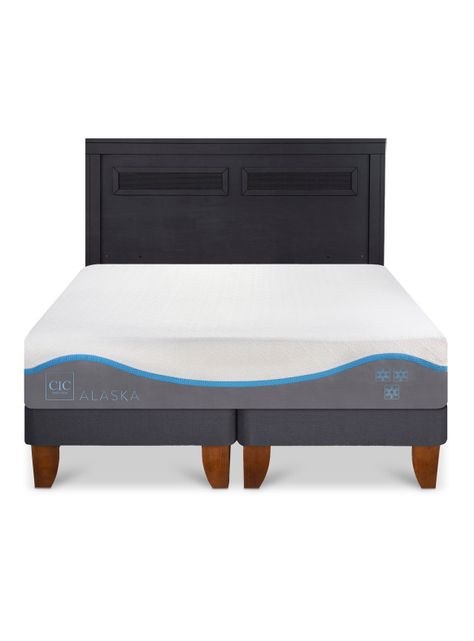 Cama Europea Alaska King + Respaldo Milán Negro-2