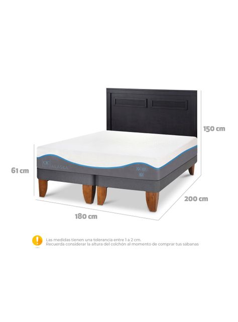 Cama Europea Alaska King + Respaldo Milán Negro-1