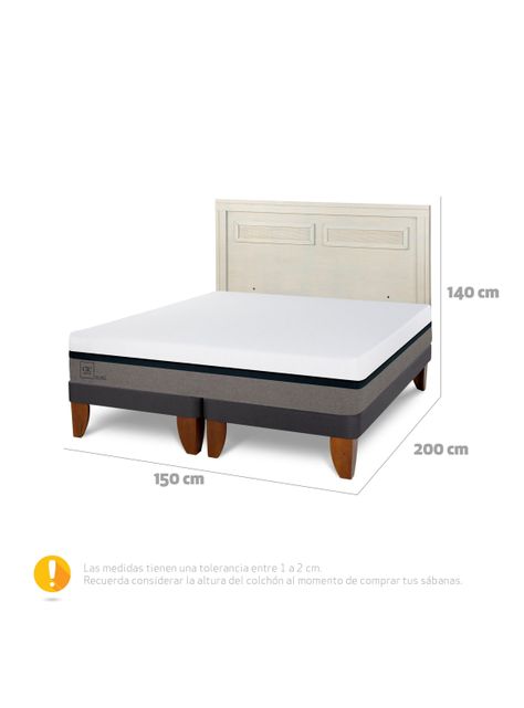 Cama Europea Balance 2 Plazas Base Dividida + Respaldo Milán Alpino-1