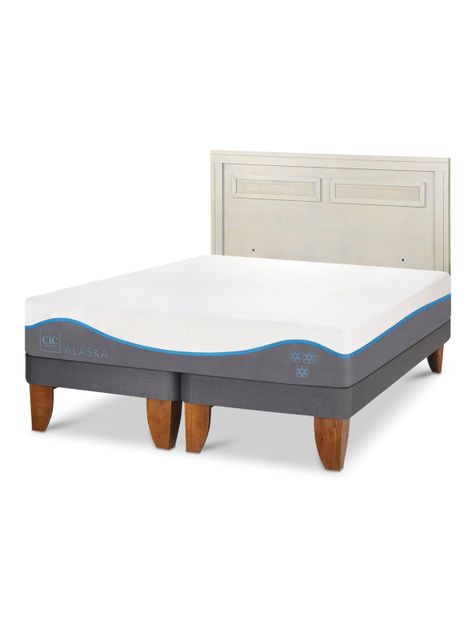 Cama Europea Alaska 2 Plazas Base Dividida + Respaldo Milán Alpino-0