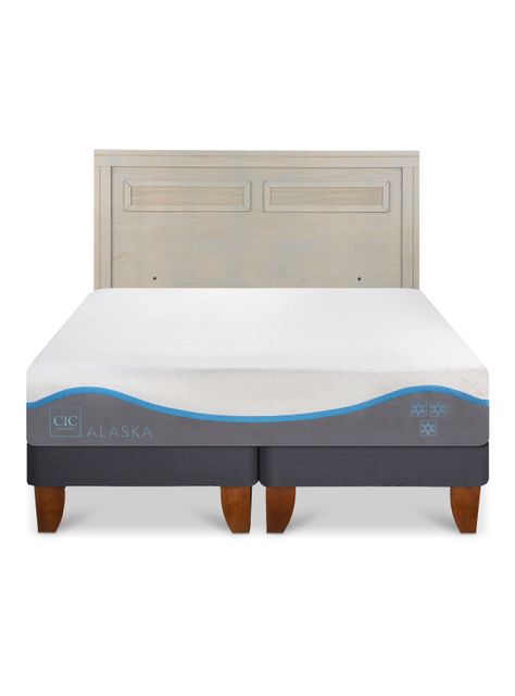 Cama Europea Alaska 2 Plazas Base Dividida + Respaldo Milán Alpino-2