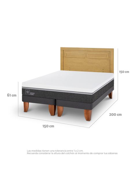 Cama Europea Ortopedic Advance 2 Plazas Base Dividida + Respaldo Milán Mostaza-1