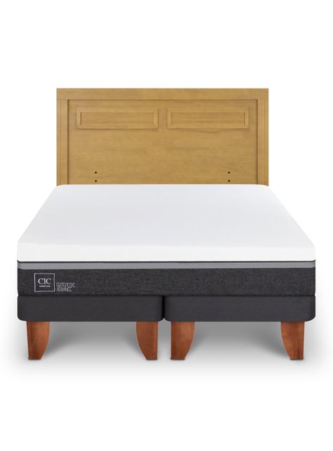 Cama Europea Ortopedic Advance 2 Plazas Base Dividida + Respaldo Milán Mostaza-2