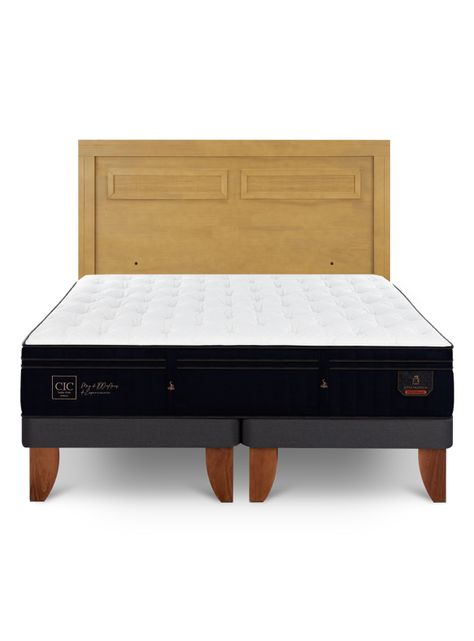 Cama Europea Super Premium 2 Plazas Base Dividida + Respaldo Milan Mostaza-2