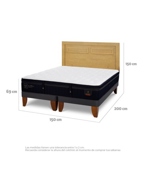 Cama Europea Super Premium 2 Plazas Base Dividida + Respaldo Milan Mostaza-1