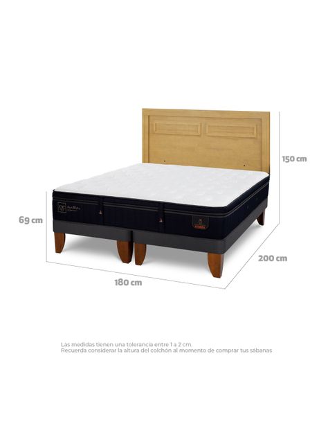 Cama Europea Super Premium King + Respaldo Milán Mostaza-1
