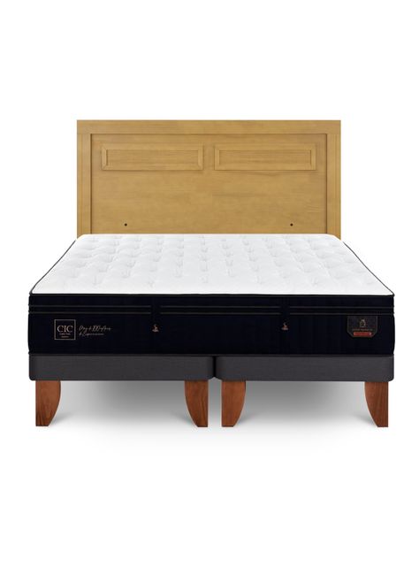 Cama Europea Super Premium King + Respaldo Milán Mostaza-2