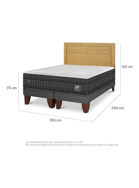 Cama Europea Lux King + Respaldo Milán Mostaza-1