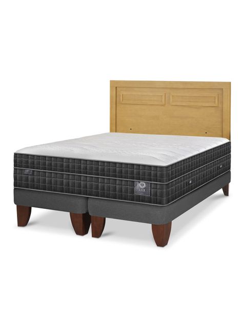 Cama Europea Lux King + Respaldo Milán Mostaza-0