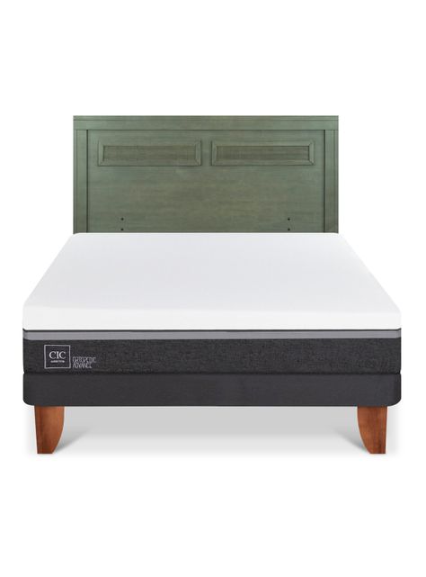 Cama Europea Ortopedic Advance 2 Plazas + Respaldo Milán Olivo-2