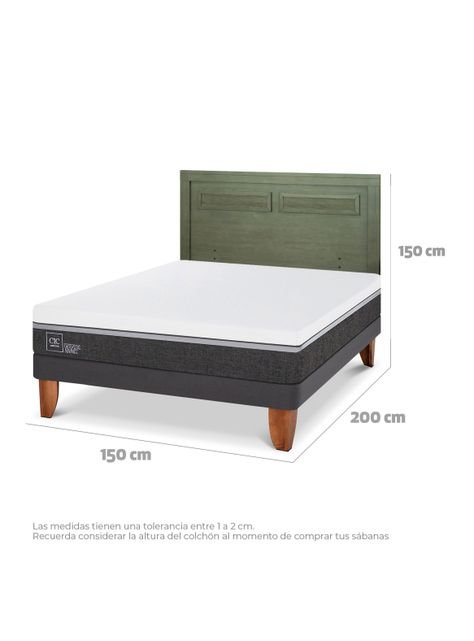 Cama Europea Ortopedic Advance 2 Plazas + Respaldo Milán Olivo-1