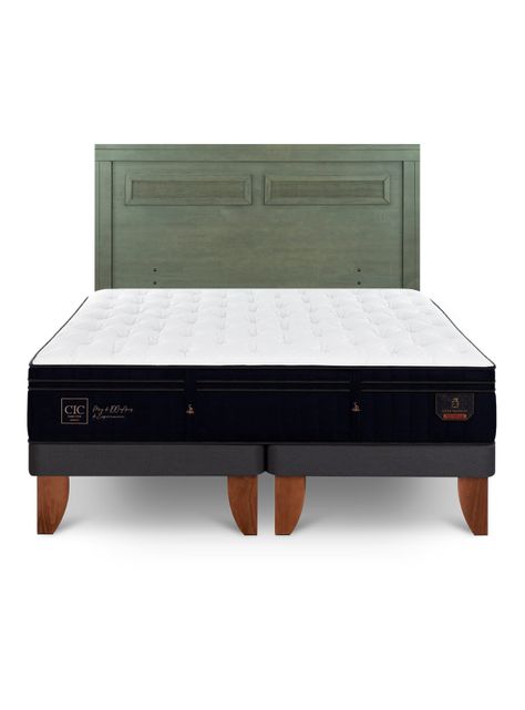 Cama Europea Super Premium King + Respaldo Milán Olivo-2